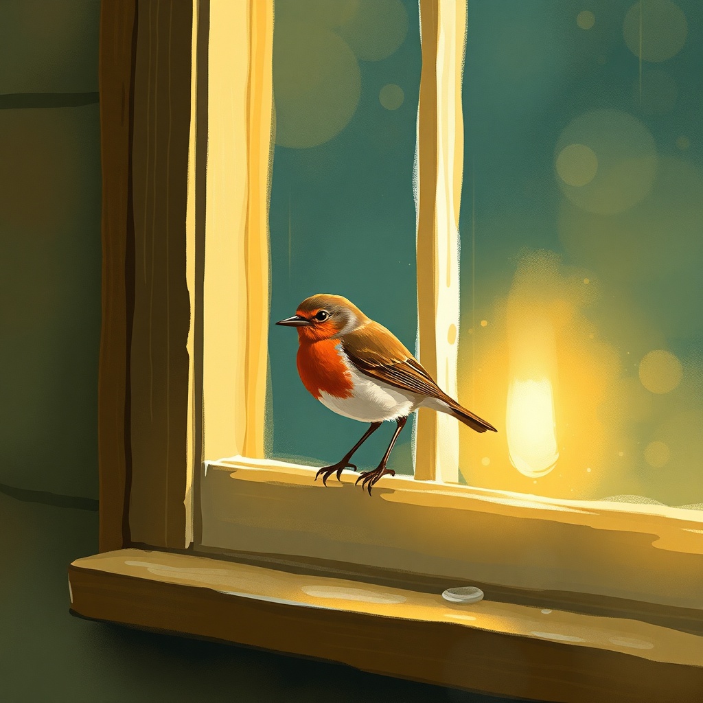 Robin on a windowsill