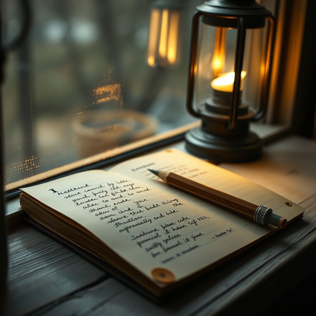 Journal on a windowsill
